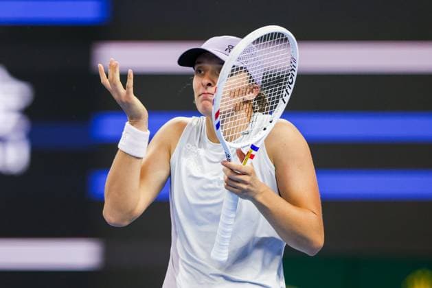 BEIJING, CHINA - OCTOBER 01: Iga Swiatek of Poland reacts in the Women s Singles Round of 16 match against Emma Navarro of the United States on day 10 of the 2025 China Open at the National Tennis Center on October 1, 2025 in Beijing, China.  Copyright: xVCGx 111594431666