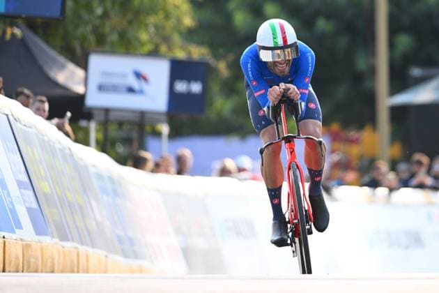 UEC 2025 Road European Championship, EM, Europameisterschaft Drome-Ardeche 01 10 2025 ETOILE-SUR-RHONE, FRANCE - OCTOBER 01 : Ganna Filippo (Italy) during the Men Elite Individual Time Trial of the 2025 UEC Road European Championship Drome-Ardeche 10th edition an UCI Continental Championships cycling race of 24 km with start in Loriol-sur-Drome and finish in Etoile-sur-Rhone on October 1, 2025 in Etoile-sur-Rhone, France, 01 10 2025 Etoile-sur-Rhone France  Copyright: xVincentxKalutx