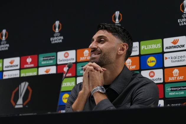 Vincenzo Grifo SC Freiburg, 32 , Italy, Football, UEFA Europa League, Matchday 2, League phase, 2025 2026, Bologna FC vs SC Freiburg, 01 10 2025, Press conference of SC Freiburg before the second Europa League match in the league phase, Press conference, Stadio Renato Dall™Ara, Bologna, Italy, Press conference of SC Freiburg before the second Europa League match in the league phase, Press conference Bologna Stadio Renato Dall™Ara Emilia Romagna Italy Copyright: xArnexAmbergx