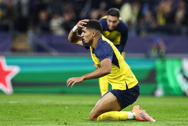 Union s Anan Khalaili reacts during a game between Belgian soccer team Royale Union Saint-Gilloise and English team Newcastle United FC, in Brussels, on Wednesday 01 October 2025, on the second day of the League phase of the UEFA Champions League tournament. BRUNOxFAHY  x135853765x