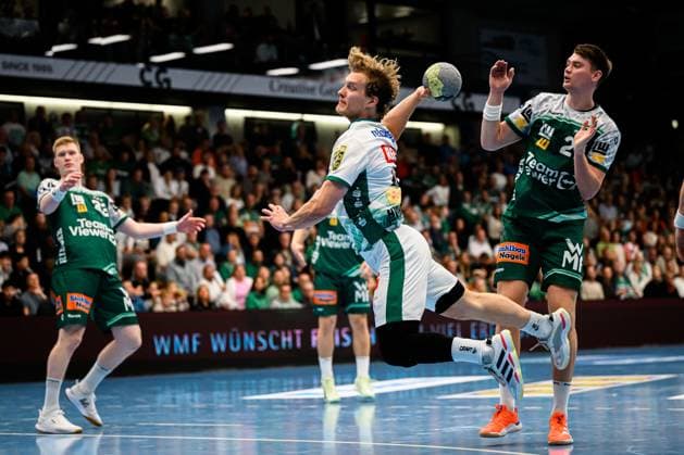 Goeppingen DHB Pokal 25 26 Frisch Auf Goeppingen SC DHfK Leipzig Blaer Hinriksson Leipzig Goeppingen EWS Arena Baden Württemberg Germany