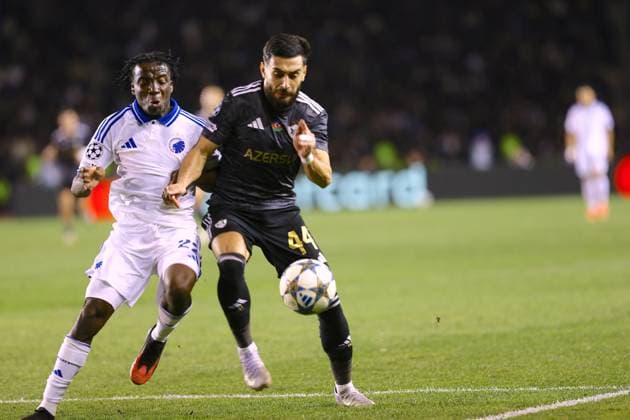 Qarabag v FC Copenhagen - UEFA Champions League BAKU, AZERBAIJAN - OCTOBER 1: Elvin Jafarguliyev (44) of Qarabag in action during the UEFA Champions League Group Stage second week match between Qarabag and FC Copenhagen at Tofiq Bahramov Stadium in Baku, Azerbaijan on October 1, 2025. Resul Rehimov Anadolu Baku Azerbaijan. Editorial use only. Please get in touch for any other usage.  Copyright: x2025xAnadoluxResulxRehimovx