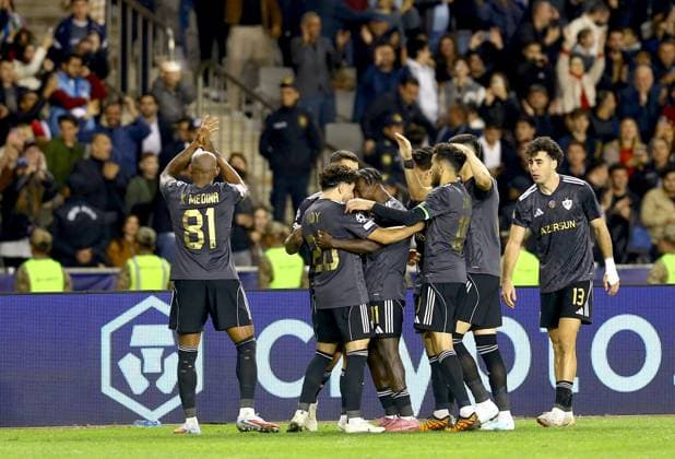 Qarabag v FC Copenhagen - UEFA Champions League BAKU, AZERBAIJAN - OCTOBER 1: Players of Qarabag celebrate after a goal during the UEFA Champions League Group Stage second week match between Qarabag and FC Copenhagen at Tofiq Bahramov Stadium in Baku, Azerbaijan on October 1, 2025. Resul Rehimov Anadolu Baku Azerbaijan. Editorial use only. Please get in touch for any other usage.  Copyright: x2025xAnadoluxResulxRehimovx