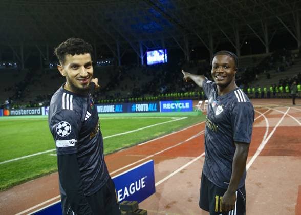 Qarabag v FC Copenhagen - UEFA Champions League BAKU, AZERBAIJAN - OCTOBER 1: Players of Qarabag celebrate after winning the UEFA Champions League Group Stage second week match between Qarabag and FC Copenhagen at Tofiq Bahramov Stadium in Baku, Azerbaijan on October 1, 2025. Resul Rehimov Anadolu Baku Azerbaijan. Editorial use only. Please get in touch for any other usage.  Copyright: x2025xAnadoluxResulxRehimovx