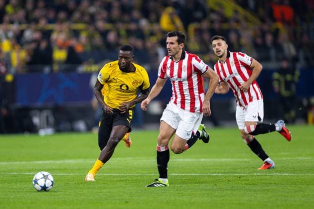 01 10 2025, UEFA Champions League, Matchday 2, Borussia Dortmund Athletic Club Bilbao, v l Serhou Guirassy Borussia Dortmund , Dani Vivian Athletic Club Bilbao , Dortmund Signal Iduna Park NRW Germany xRHR PHOTO DEx Copyright: DennisxEwert RHR-FOTOx RHR-FOTO DE