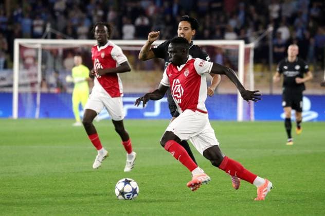 FOOT MONACO-CITY PHOTOPQR NICE MATIN Jean François Ottonello ; Monaco ; 01 10 2025 ; AS MONACO vs MANCHESTER CITY - 2e journee de ligue des champions 2025 2026 au stade Louis II - 27 - Krepin Diatta Monaco France  Copyright: xPHOTOPQR NICExMATIN MAXPPPxJeanxFrançoisxOttonellox 20251001NIM3364 20251001NIM3364