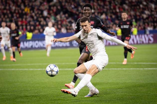 UEFA Champions League, Bayer 04 Leverkusen PSV Eindhoven 01 10 2025 Ivan Perisic PSV Eindhoven, 5 tries a finish UEFA Champions League, Bayer 04 Leverkusen PSV Eindhoven, matchday 2 on 01 10 2025 at BayArena in Leverkusen Copyright: xBEAUTIFULxSPORTS AxelxKohringx