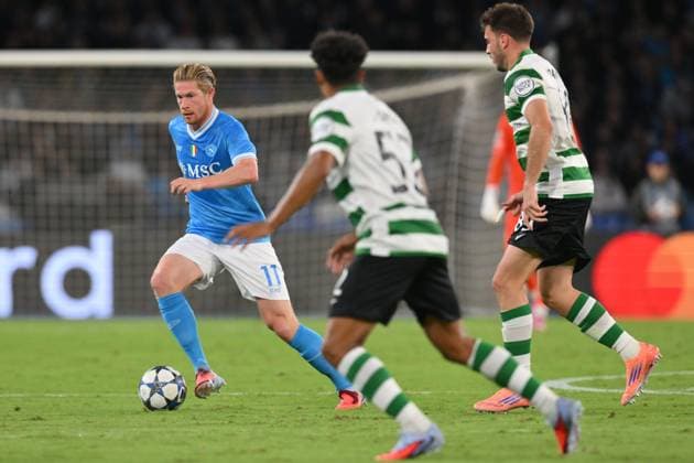 Kevin De Bruyne of SSc Napoli during the match of Uefa Champions League between S.S.C. Napoli and Sporting CL at the Maradona Stadium on Oct 1, 2025 in Naples, Italy. during SSC Napoli vs Sporting CP, UEFA Champions League football match in Naples, Italy, October 01 2025  Copyright: xRobertoxRamaccia IPAxSportx xipa-agency.netx xx IPA_66020823 IPA_Agency_IPA66020823