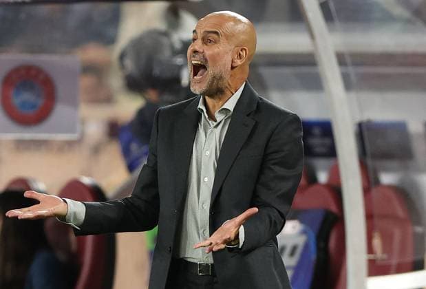 Manchester City manager Pep Guardiola shows a look of frustration on the touchline Monaco v Manchester City, UEFA Champions League, Group Stage, Football, Stade Louis II, Monaco - 01 Oct 2025Monaco Stade Louis II Monaco EDITORIAL USE ONLY No use with unauthorised audio, video, data, fixture lists, club league logos or live services. Online in-match use limited to 120 images, no video emulation. No use in betting, games or single club league player publications. Copyright: xKieranxMcManus Shutterstockx 15504051bk