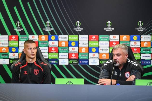 WARSZAWA 01.10.2025 KONFERENCJA PRASOWA PRZED MECZEM LIGI KONFERENCJI EUROPY LEGIA WARSZAWA - SAMSUNSPOR --- press conference, PK, Pressekonferenz BEFORE UEFA EUROPA CONFERENCE LEAGUE MATCH IN WARSAW LUBOMIR SATKA THOMAS REIS FOT. JACEK PRONDZYNSKI FOTOPYK NEWSPIX.PL --- newspix.pl POLAND OUT! 