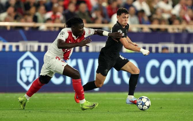 Phil Foden of Manchester City Monaco v Manchester City, UEFA Champions League, Group Stage, Football, Stade Louis II, Monaco - 01 Oct 2025Monaco Stade Louis II Monaco EDITORIAL USE ONLY No use with unauthorised audio, video, data, fixture lists, club league logos or live services. Online in-match use limited to 120 images, no video emulation. No use in betting, games or single club league player publications. Copyright: xKieranxMcManus Shutterstockx 15504051bm