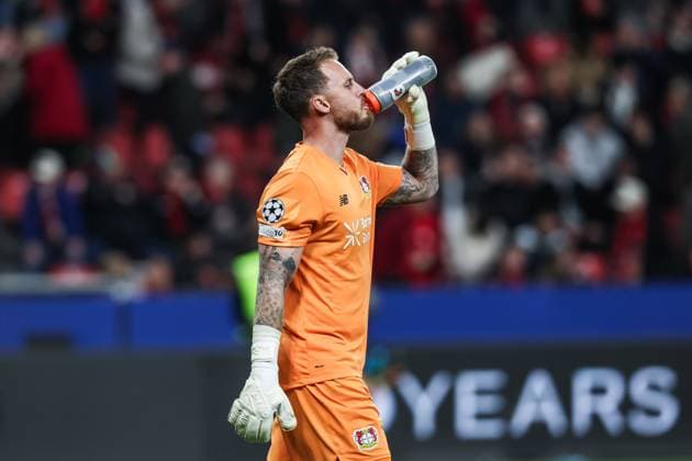 Sport, Football, UEFA Champions League Season 2025 2026 League Phase 2 Matchday Bayer 04 Leverkusen PSV Eindhoven 01 10 2025, BayArena Mark Flekken Bayer 04 Leverkusen, 1 Leverkusen BayArena North Rhine-Westphalia Germany