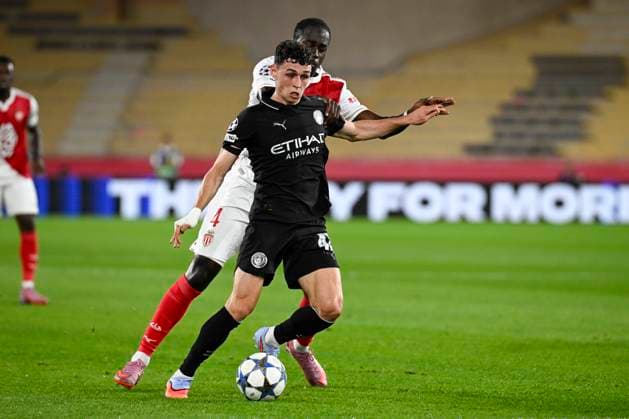 FOOTBALL : AS Monaco VS Manchester City FC - Champions League - 01 10 2025 Phil Foden (MCFC) Jordan Teze (ASM) - Champions League match between AS Monaco and Manchester City FC on October 1st, 2025 at the Louis II Stadium in Monaco. MonacoMonaco  Copyright: xWilliamxCannarellax