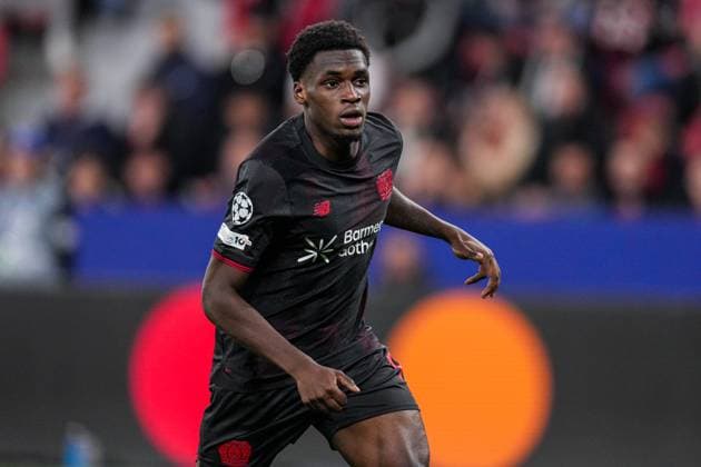 2025-10-01 Bayer 04 Leverkusen v PSV Eindhoven - UEFA Champions League 2025 26 League Phase MD2 LEVERKUSEN, GERMANY - OCTOBER 1: Ernest Poku of Bayer 04 Leverkusen looks on during the UEFA Champions League 2025 26 League Phase MD2 match between Bayer 04 Leverkusen and PSV Eindhoven at BayArena on October 1, 2025 in Leverkusen, Germany. Leverkusen BayArena Germany Content not available for redistribution in The Netherlands directly or indirectly through any third parties. Copyright: xJorisxVerwijstx