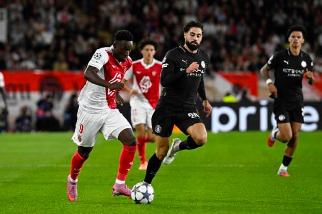 FOOTBALL : AS Monaco VS Manchester City FC - Champions League - 01 10 2025 Folarin Balogun (ASM) Josko Gvardiol (MCFC) - Champions League match between AS Monaco and Manchester City FC on October 1st, 2025 at the Louis II Stadium in Monaco. MonacoMonaco  Copyright: xWilliamxCannarellax
