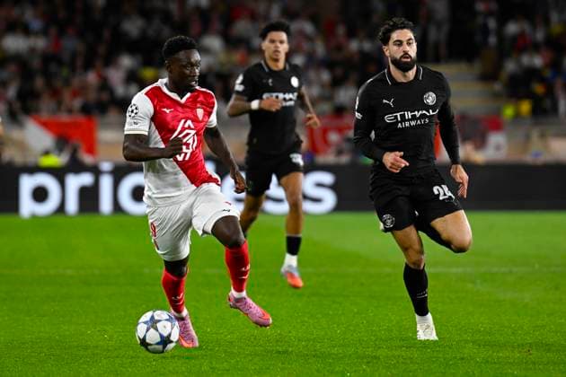 FOOTBALL : AS Monaco VS Manchester City FC - Champions League - 01 10 2025 Folarin Balogun (ASM) Josko Gvardiol (MCFC) - Champions League match between AS Monaco and Manchester City FC on October 1st, 2025 at the Louis II Stadium in Monaco. MonacoMonaco  Copyright: xWilliamxCannarellax