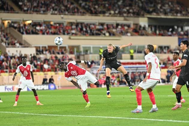 Monaco v Manchester City - UEFA Champions League MONACO, MONACO - OCTOBER 01: Erling Haaland of Manchester City in action during the UEFA Champions League week 2 match between Monaco and Manchester City at Stade Louis II in Monaco, Monaco on October 01, 2025. Mustafa Yalcin Anadolu Monaco Monaco. Editorial use only. Please get in touch for any other usage.  Copyright: x2025xAnadoluxMustafaxYalcinx