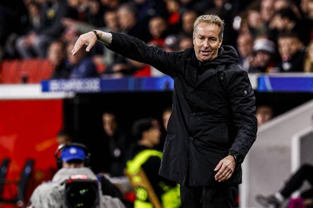 Head Coach Kasper Hjulmand of Bayer 04 Leverkusen gestures Bayer 04 Leverkusen v PSV Eindhoven, UEFA Champions League 2025 26 League Phase MD2, Bayer 04 Leverkusen v PSV Eindhoven, BayArena, October 1, 2025, Leverkusen, Germany.