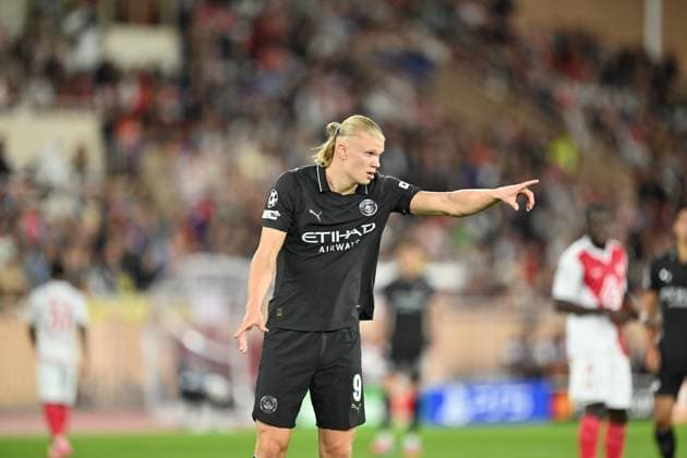 Monaco v Manchester City - UEFA Champions League MONACO, MONACO - OCTOBER 01: Erling Haaland of Manchester City in action during the UEFA Champions League week 2 match between Monaco and Manchester City at Stade Louis II in Monaco, Monaco on October 01, 2025. Mustafa Yalcin Anadolu Monaco Monaco. Editorial use only. Please get in touch for any other usage.  Copyright: x2025xAnadoluxMustafaxYalcinx