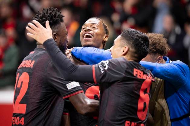 UEFA Champions League, Bayer 04 Leverkusen PSV Eindhoven 01 10 2025 Goal celebration after the 1-0 goal by Christian Kofane Bayer 04 Leverkusen, 35 UEFA Champions League, Bayer 04 Leverkusen PSV Eindhoven, Matchday 2 on 01 10 2025 at BayArena in Leverkusen Copyright: xBEAUTIFULxSPORTS AxelxKohringx
