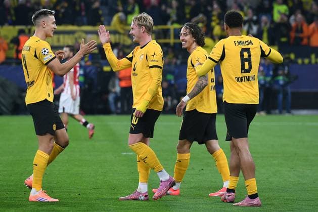 Soccer UEFA Champions League Matchday 2 Borussia Dortmund Athletic Bilbao on 01 10 2025 at Signal Iduna Park in Dortmund Goal celebration to 4 1 by Julian Brandt Dortmund xRx