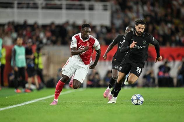 Monaco v Manchester City - UEFA Champions League MONACO, MONACO - OCTOBER 01: Folarin Balogun (9) of Monaco in action against Josko Gvardiol (24) of Manchester City during the UEFA Champions League week 2 match between Monaco and Manchester City at Stade Louis II in Monaco, Monaco on October 01, 2025. Mustafa Yalcin Anadolu Monaco Monaco. Editorial use only. Please get in touch for any other usage.  Copyright: x2025xAnadoluxMustafaxYalcinx