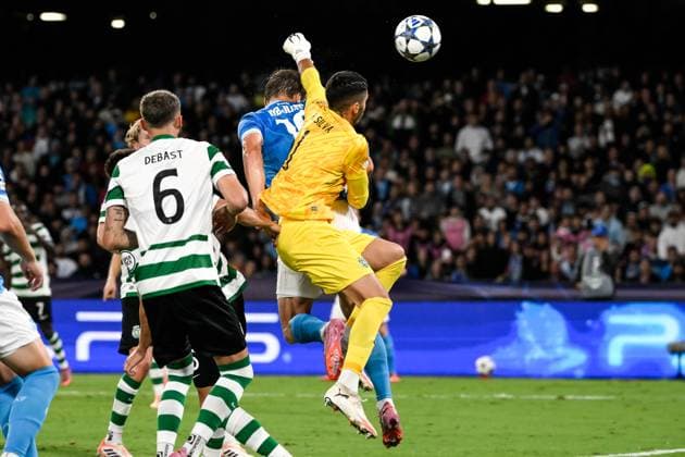 Rasmus Hojlund of SSC Napoli scores the goal of 2-1 during the UEFA Champions League 2025 2026 football match between SSC Napoli and Sporting CP at Diego Armando Maradona stadium in Naples (Italy), October 1, 2025. andreaxstaccioli