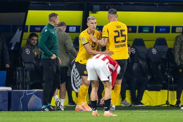 01 10 2025, UEFA Champions League, Matchday 2, Borussia Dortmund Athletic Club Bilbao, f l Nico Schlotterbeck Borussia Dortmund , Niklas Süle Borussia Dortmund , Dortmund Signal Iduna Park NRW Germany xRHR PHOTO DEx Copyright: DennisxEwert RHR-FOTOx RHR-FOTO DE
