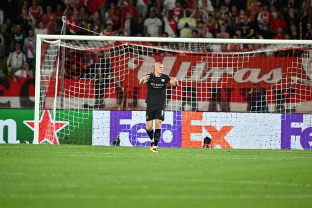Monaco v Manchester City - UEFA Champions League MONACO, MONACO - OCTOBER 01: Erling Haaland of Manchester City reacts during the UEFA Champions League week 2 match between Monaco and Manchester City at Stade Louis II in Monaco, Monaco on October 01, 2025. Mustafa Yalcin Anadolu Monaco Monaco. Editorial use only. Please get in touch for any other usage.  Copyright: x2025xAnadoluxMustafaxYalcinx