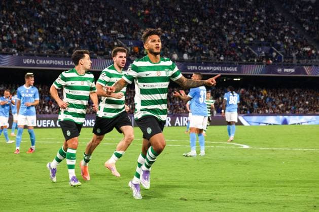 October 1, 2025, Napoli, Napoli, Italia: Goal the Luis Suarez of Club De Portugal During the Champions League match on October 1, 2025, between Napoli and Sporting Club de Portugal at the Diego Armando Maradona Stadium in Naples..Photo: Napoli Italia - ZUMAs236 20251001_aap_s236_040 Copyright: xFabioxSassox