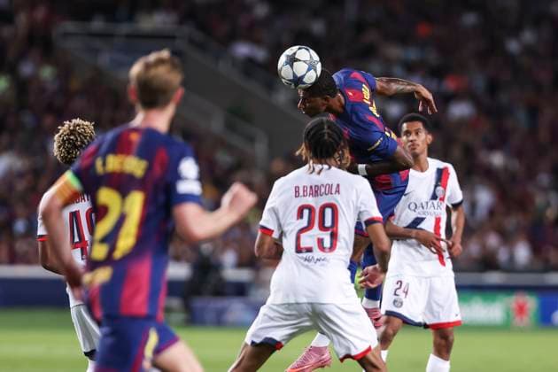 October 1, 2025, Barcelona, Barcelona, SPAIN: Marcus Rashford of FC Barcelona, Barca in action during the UEFA Champions League 2025 26 League Phase MD2, match between FC Barcelona and Paris Saint-Germain at Estadi Olimpic Lluis Companys on October 01, 2025 in Barcelona, Spain. Barcelona SPAIN - ZUMAa181 20251001_zaa_a181_053 Copyright: xJavierxBorregox