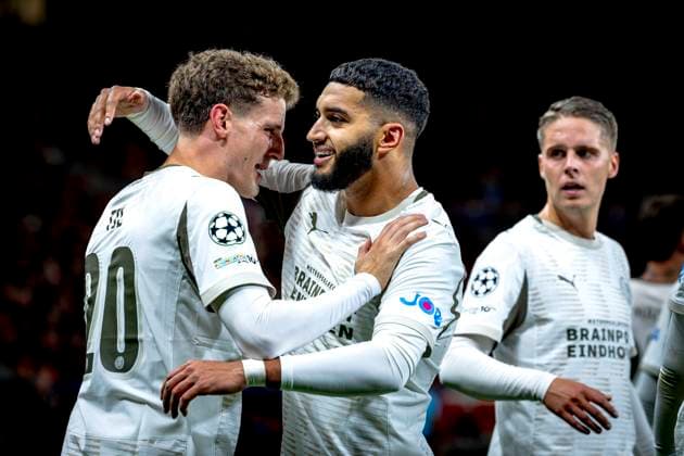 PSV Eindhoven midfielder Ismael Saibari scores the 1-1 and celebrating the goal during the match Bayer 04 Leverkusen vs PSV Eindhoven at the Bay Arena for the Champions League - League phase - Matchday 2 season 2025-2026 in LEVERKUSEN, Germany on 20 september 2025, (photo by Marcel van Dorst EYE4images DeFodi Images) PSV Eindhoven midfielder Ismael Saibari scores the 1 1 and celebrating the goal during the match Bayer 04 Leverkusen vs PSV Eindhoven at the Bay Arena for the Champions League League phase Matchday 2 season 2025 2026 in LEVERKUSEN, Germany on 20 september 2025, photo by Marcel van Dorst EYE4images DeFodi Images