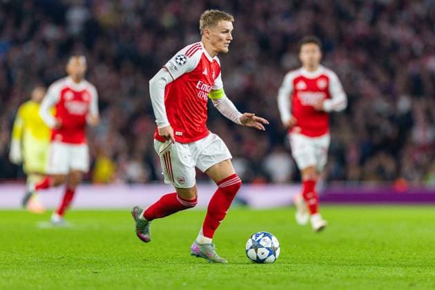 Arsenal v Olympiacos Champions League 01 10 2025. Arsenal midfielder Martin odegaard (8) during the Champions League match between Arsenal and Olympiacos at the Emirates Stadium, London, England on 1 October 2025. London Emirates Stadium Greater London England Editorial use only , Copyright: xToyinxOshodix PSI-22955-0033