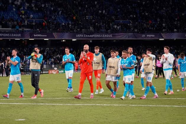 SSC Napoli v Sporting Lisbon - UEFA Champions League Players of SSC Napoli celebrate at the end of the UEFA Champions League match between SSC Napoli and Sporting CP at Stadio Diego Armando Maradona Naples Italy on 1 October 2025. Naples Naples Italy  Copyright: xFrancoxRomanox originalFilename:romano-sscnapol251001_npX2h.jpg