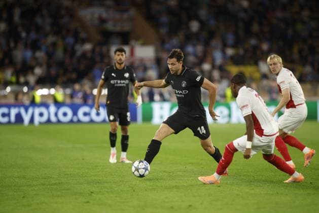 Nico Gonzalez of Manchester City FC during the Uefa Champions League 2025-2026 season, football match between AS Monaco and Manchester City FC on 01 October 2025, at Stade Louis II, Monaco, France. Photo Nderim Kaceli  Copyright: xNderimxKaceli IPAxSportx xipa-agency.netx xx IPA_66025002 IPA_Agency_IPA66025002