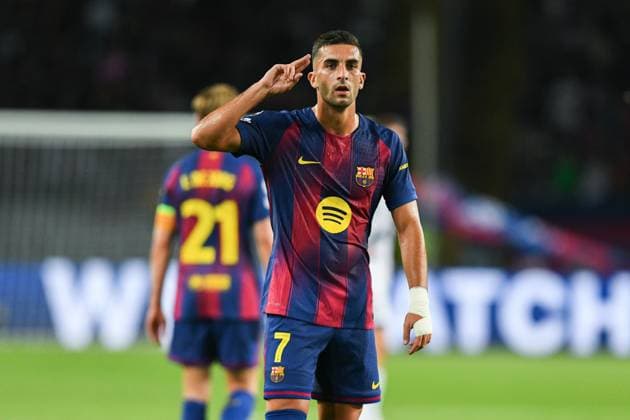 FC Barcelona, Barca v PARIS SAINT-GERMAIN OLIMPIC STADIUM LLUIS COMPANYS. MONTJUIC,BARCELONA. October 1,2025 FC BARCELONA vs PARIS SAINT-GERMAIN October 1,2025 Ferran Torres (7) of FC Barcelona celebrates scoring his team s first goal during the soccer match corresponding to the second match of the group stage of the UEFA Champions League between FC Barcelona and Paris Saint-Germain at Olimpic Stadium Lluis Companys of MontjuÃ¯c in Barcelona, Spain. Barcelona ESP Copyright: xS.xRosx