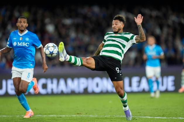 Luis Suarez (Sporting CP) in action, UEFA Champions League 2025 26 League Phase MD2, SSC Napoli v Sporting Clube de Portugal, Diego Armando Maradona Stadium, October 1, 2025, Naples, Italy.