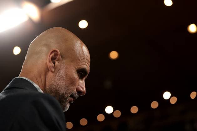Monaco, Monaco, 1st October 2025. Josep Guardiola Head Coach of Manchester City makes his way to the bench prior to kick off in the AS Monaco vs Manchester City UEFA Champions League match at Stade Louis II, Monaco. Picture credit should read: Jonathan Moscrop Sportimage EDITORIAL USE ONLY. No use with unauthorised audio, video, data, fixture lists, club league logos or live services. Online in-match use limited to 120 images, no video emulation. No use in betting, games or single club league player publications. SPI_026_JM_MONACO_MANCITY_UCL_ SPI-4166-0026