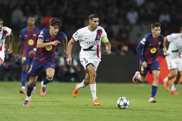 FC Barcelona, Barca v Paris Saint-Germain - UEFA Champions League BARCELONA, SPAIN - OCT 1: Paris Saint-Germain s Moroccan defender Achraf Hakimi during the UEFA Champions League league phase day 2 football match between FC Barcelona and Paris Saint-Germain (PSG) at the Estadi Olimpic Lluis Companys, on October 1, 2025 Adria Puig Anadolu Barcelona Spain. Editorial use only. Please get in touch for any other usage.  Copyright: x2025xAnadoluxAdriaxPuigx