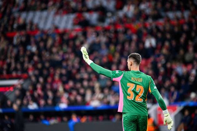 LEVERKUSEN, GERMANY - 1 OCTOBER, 2025: Matej Kovar - The UEFA Champions League football match between Bayer 04 Leverkusen vs PSV Eindhoven at BayArena.  Copyright: xVitaliixKliuievx