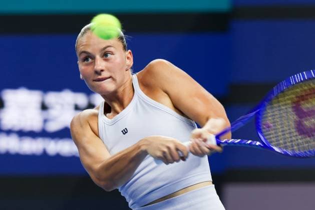 BEIJING, CHINA - OCTOBER 01: Marta Kostyuk of Ukraine competes in the Women s Singles Round of 16 match against Jessica Pegula of the United States on day 10 of the 2025 China Open at the National Tennis Center on October 1, 2025 in Beijing, China.  Copyright: xVCGx 111594457147