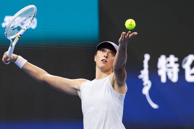 BEIJING, CHINA - OCTOBER 01: Iga Swiatek of Poland competes in the Women s Singles Round of 16 match against Emma Navarro of the United States on day 10 of the 2025 China Open at the National Tennis Center on October 1, 2025 in Beijing, China.  Copyright: xVCGx 111594445883