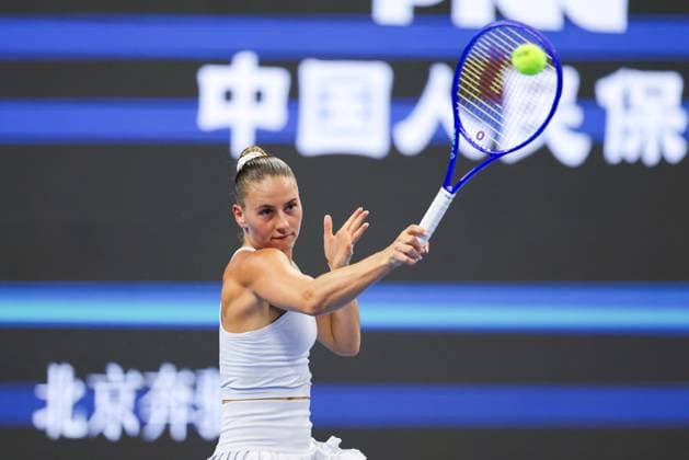 BEIJING, CHINA - OCTOBER 01: Marta Kostyuk of Ukraine competes in the Women s Singles Round of 16 match against Jessica Pegula of the United States on day 10 of the 2025 China Open at the National Tennis Center on October 1, 2025 in Beijing, China.  Copyright: xVCGx 111594449534