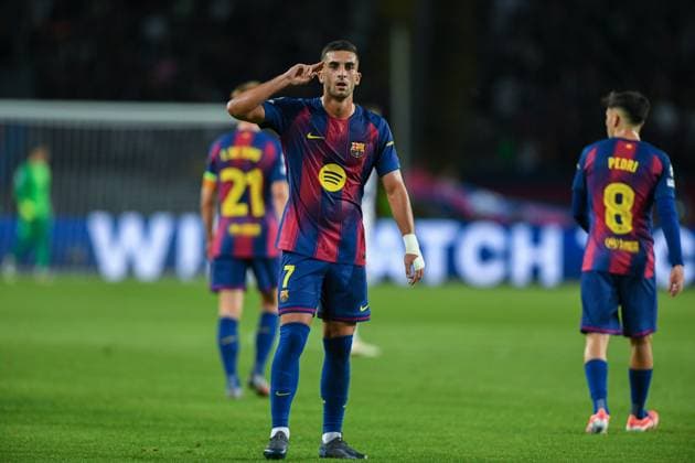 FC Barcelona, Barca v PARIS SAINT-GERMAIN OLIMPIC STADIUM LLUIS COMPANYS. MONTJUIC,BARCELONA. October 1,2025 FC BARCELONA vs PARIS SAINT-GERMAIN October 1,2025 Ferran Torres (7) of FC Barcelona celebrates scoring his team s first goal during the soccer match corresponding to the second match of the group stage of the UEFA Champions League between FC Barcelona and Paris Saint-Germain at Olimpic Stadium Lluis Companys of MontjuÃ¯c in Barcelona, Spain. Barcelona ESP Copyright: xS.xRosx
