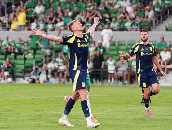October 1, 2025, Austin, Texas, USA: Nashville SC forward SAM SURRIDGE (9) celebrates after scoring on a penalty kick during the Lamar Hunt US Open Cup Final between Austin FC and Nashville SC, on October 1, 2025, in Austin, Texas. Austin USA - ZUMAc201 20251001_zap_c201_021 Copyright: xScottxColemanx