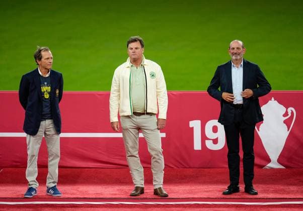 October 1, 2025, Austin, Texas, USA: Nashville SC Chairman JOHN INGRAM, Austin FC Chairman ANTHONY PRECOURT and Major League Soccer Commissioner DON GARBER on the stage after the Lamar Hunt US Open Cup Final between Austin FC and Nashville SC, on October 1, 2025, in Austin, Texas. Nashville won, 2-1. Austin USA - ZUMAc201 20251001_zap_c201_031 Copyright: xScottxColemanx