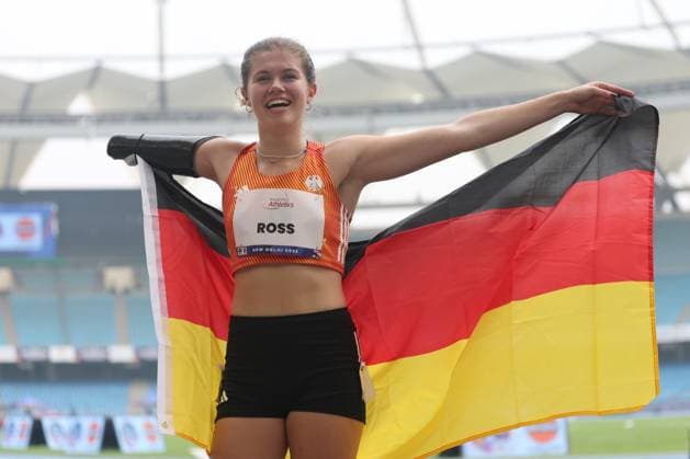 Jule Ross of Germany competes in Women s 400m T47 Final during World Para Athletics 2025 at JLN Stadium in New Delhi, India on October 2, 2025. New Delhi India Copyright: xAnshumanxAkashx