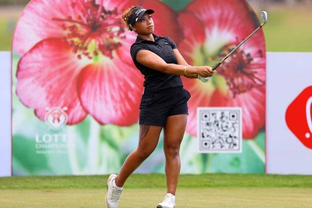 October 1, 2025 - Tagiralani Ã’LaniO Luafalealo tees off during the first round of the 2025 LOTTE Championship Presented By Hoakalei at Hoakalei Country Club in Ewa Beach, HI - CSM Ewa Beach USA - ZUMAc04_ 20251001_zma_c04_276 Copyright: xAndrewxLeex