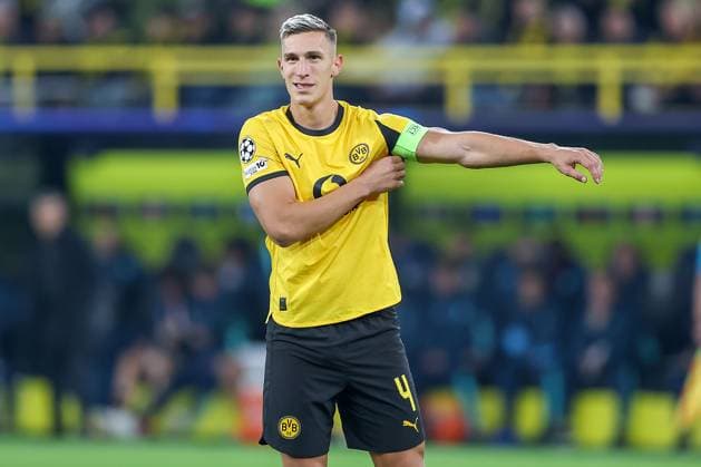 01 10 2025, Football, UEFA Champions League, Borussia Dortmund Athletic Club Bilbao, BVB Stadion, 2 Matchday, Season 2025 2026 Nico Schlotterbeck BVB 04 Regulations prohibit any use of photographs as image sequences and or quasi video Nordrhein Westfalen Germany