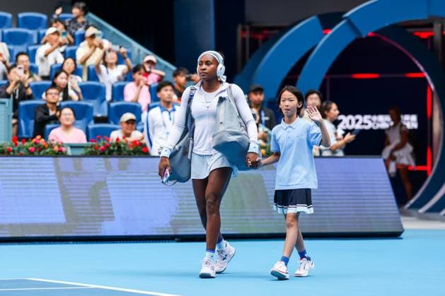BEIJING, CHINA - OCTOBER 02: Coco Gauff of the United States walks to the court for the Women s Singles Quarterfinal match against Eva Lys of Germany on day 11 of the 2025 China Open at the National Tennis Center on October 2, 2025 in Beijing, China.  Copyright: xVCGx 111594605453